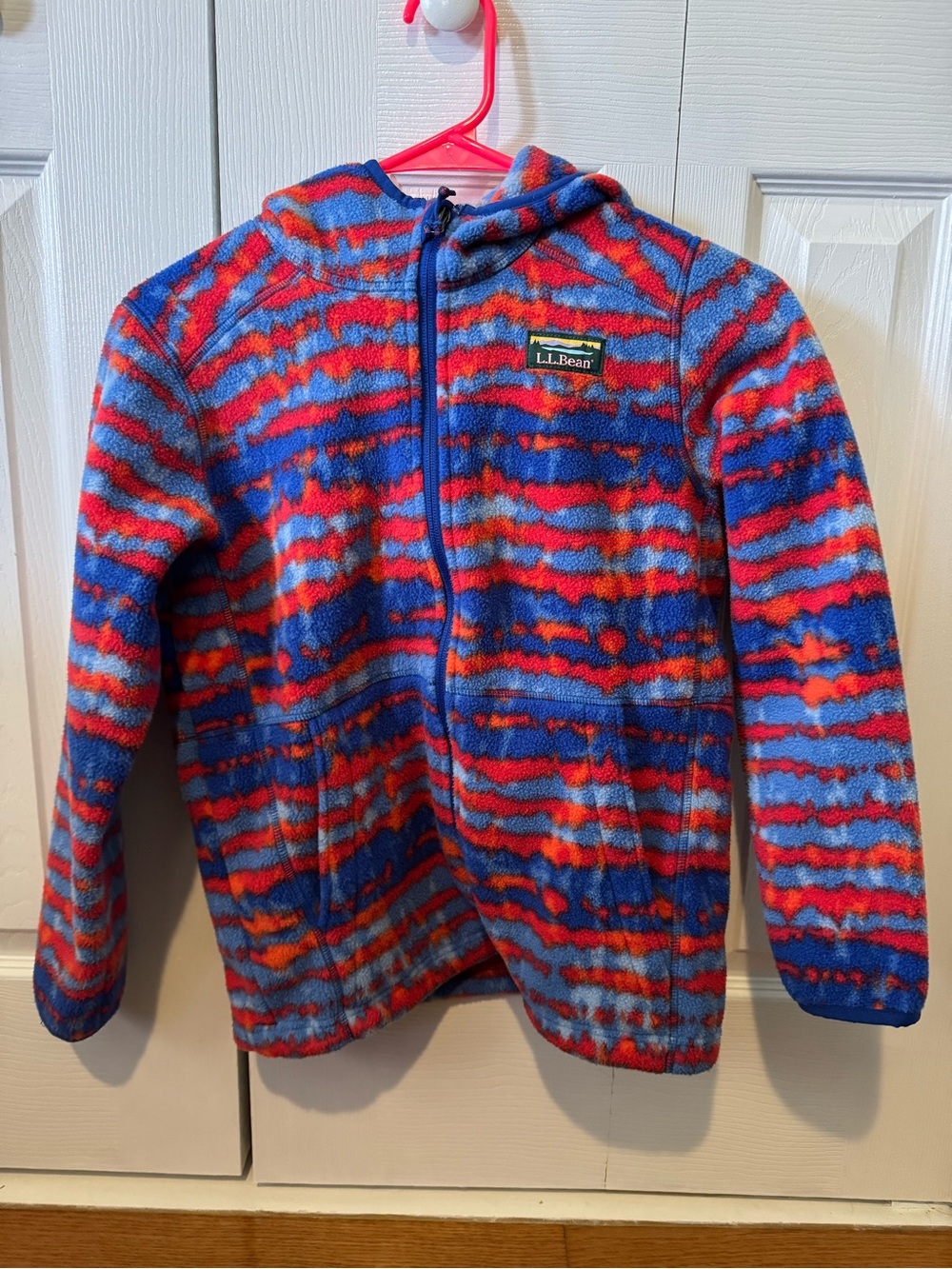 L.L. Bean Red and Blue Striped Kids Fleece Hoodie